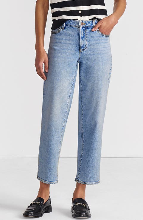 Lands' End Soft Denim Mid Rise Relaxed Straight Crop Jeans