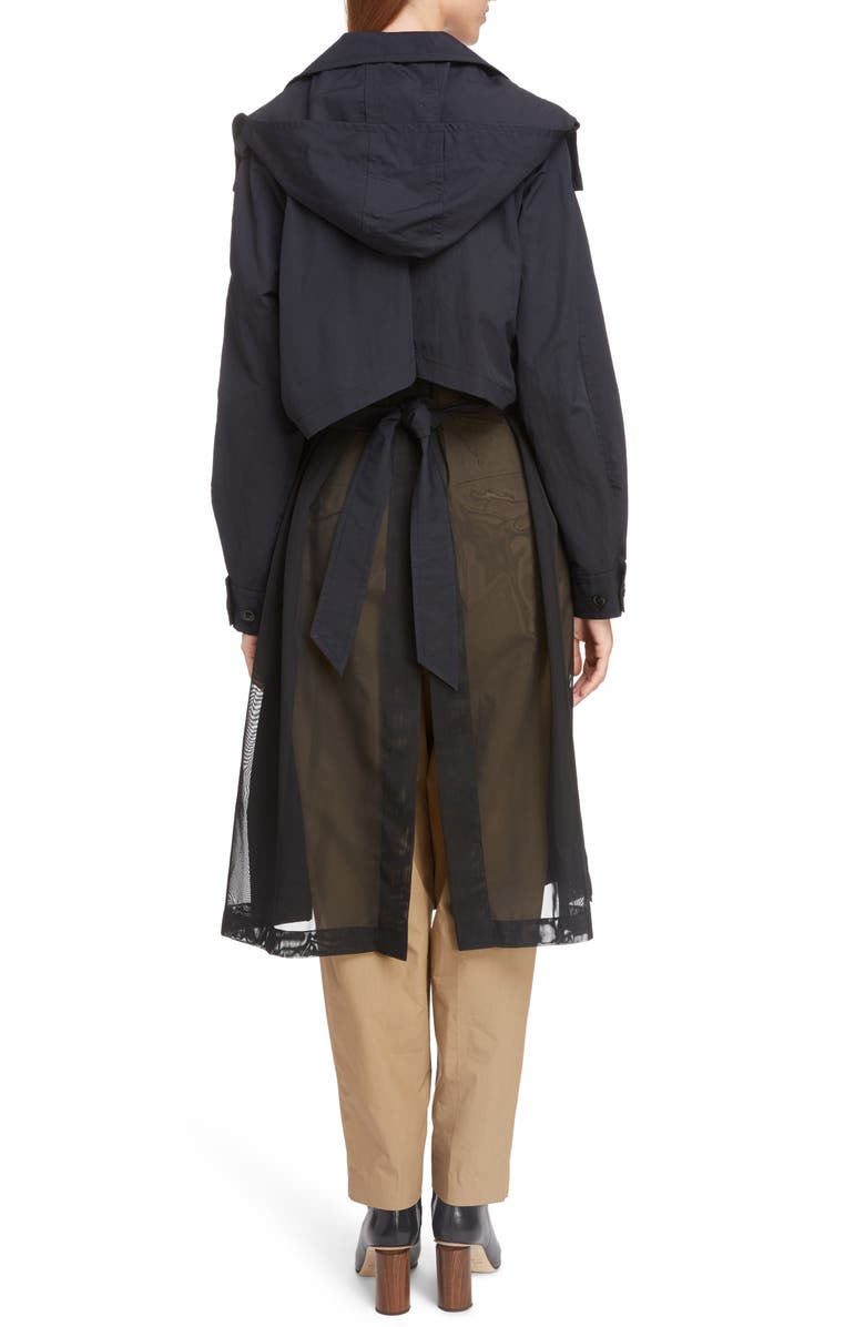 Toga Long Hooded Taffeta Coat, Alternate, color, 