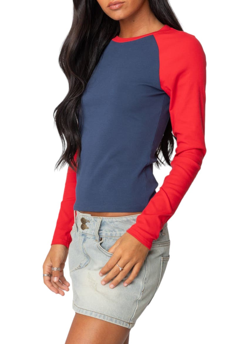 Tommi Stretch Cotton Baseball T-Shirt, Alternate, color, NAVY-AND-RED