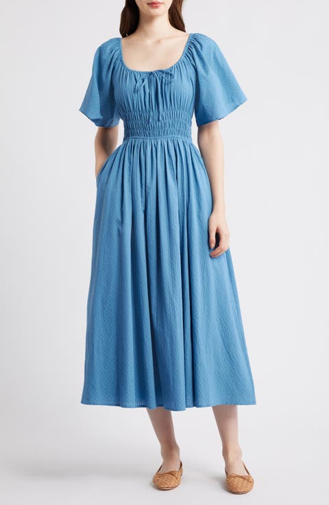 Yemanja Short Sleeve Cotton Fit & Flare Dress