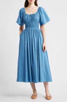 Yemanja Short Sleeve Cotton Fit & Flare Dress