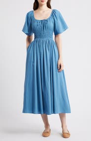 FRNCH Yemanja Short Sleeve Cotton Fit & Flare Dress