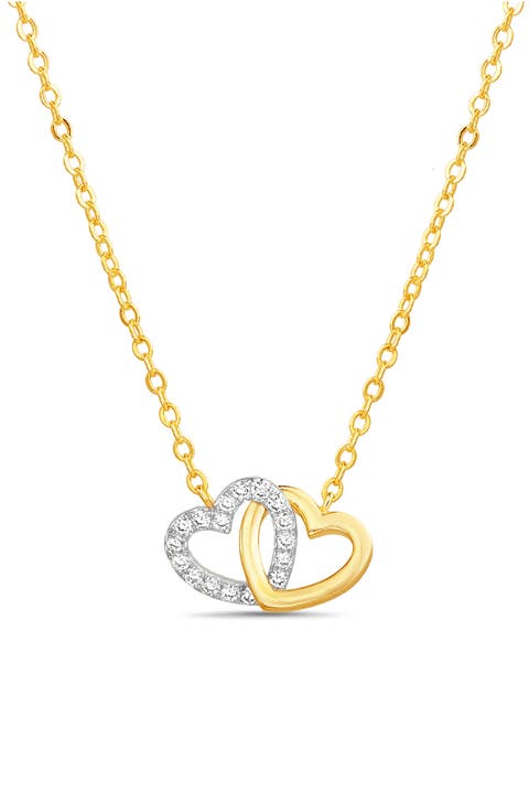 Cubic Zirconia Hearts Charm Necklace