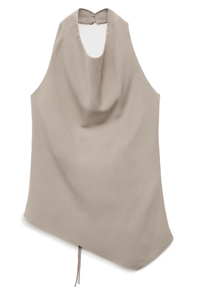Asymmetric Open Back Halter Top, Alternate, color, GREY