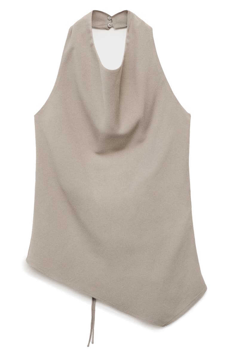 MANGO Asymmetric Open Back Halter Top, Alternate, color, Grey