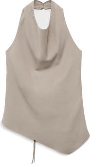 MANGO Asymmetric Open Back Halter Top