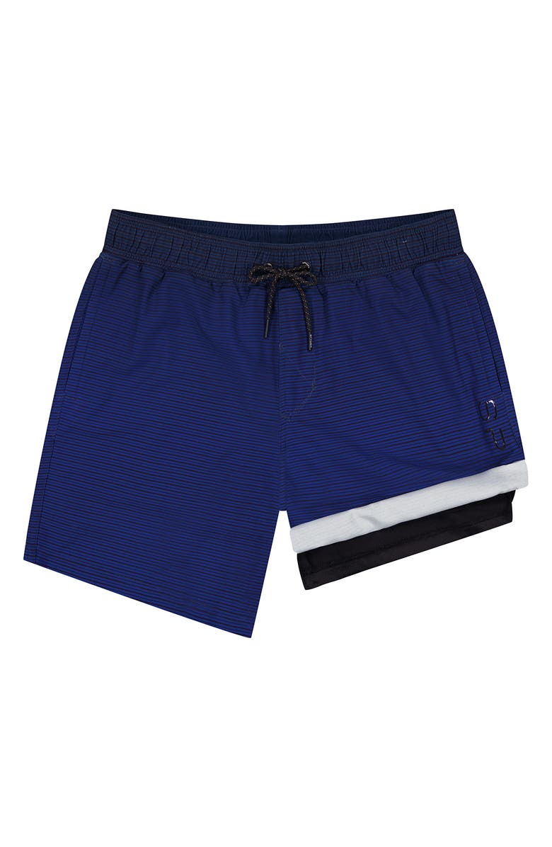 Spyder Gradient Stripe Volley Swim Shorts, Alternate, color, Dress Blue