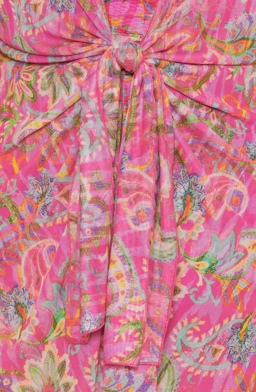 Becca Etc Plus Size Polynesia Tie-front Tunic Swim Cover-up In Pink