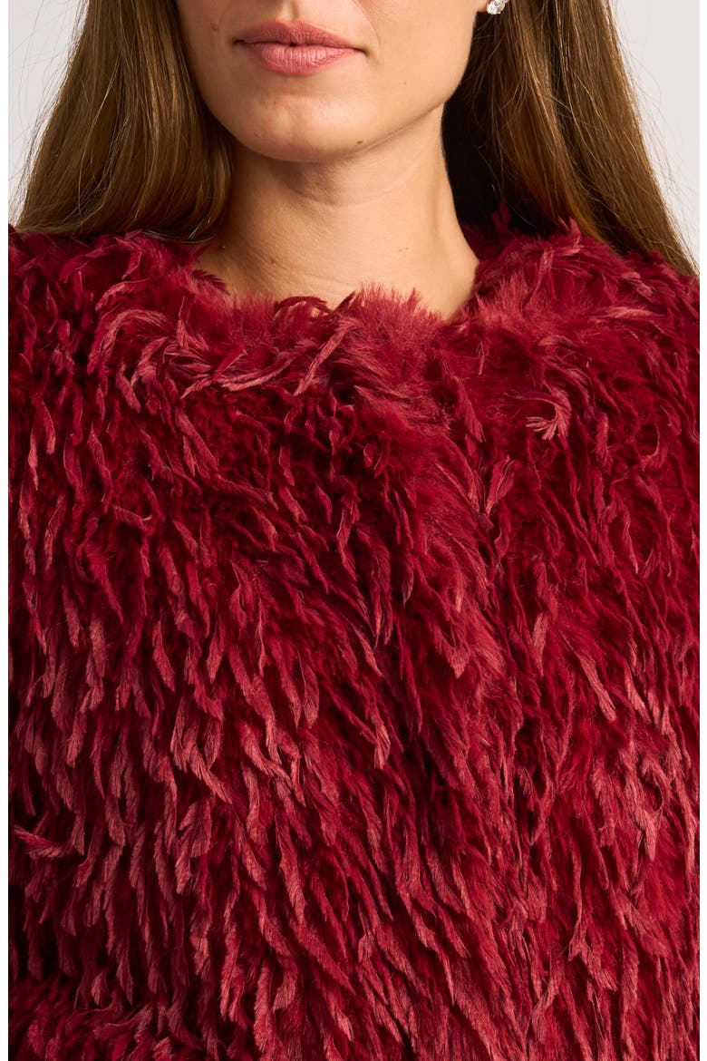Faux Ostrich Feather Jacket, Alternate, color, POMEGRANATE