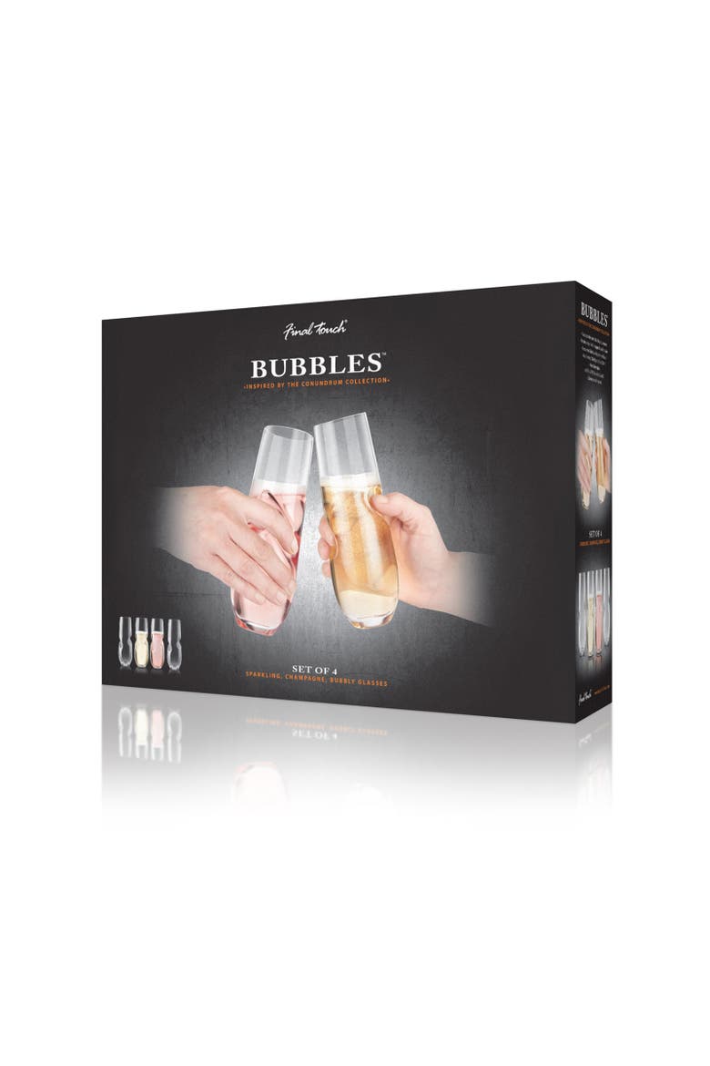 Bubbles Sparkling Wine / Champagne Stemless Glasses - Set of 4, Alternate, color, Clear