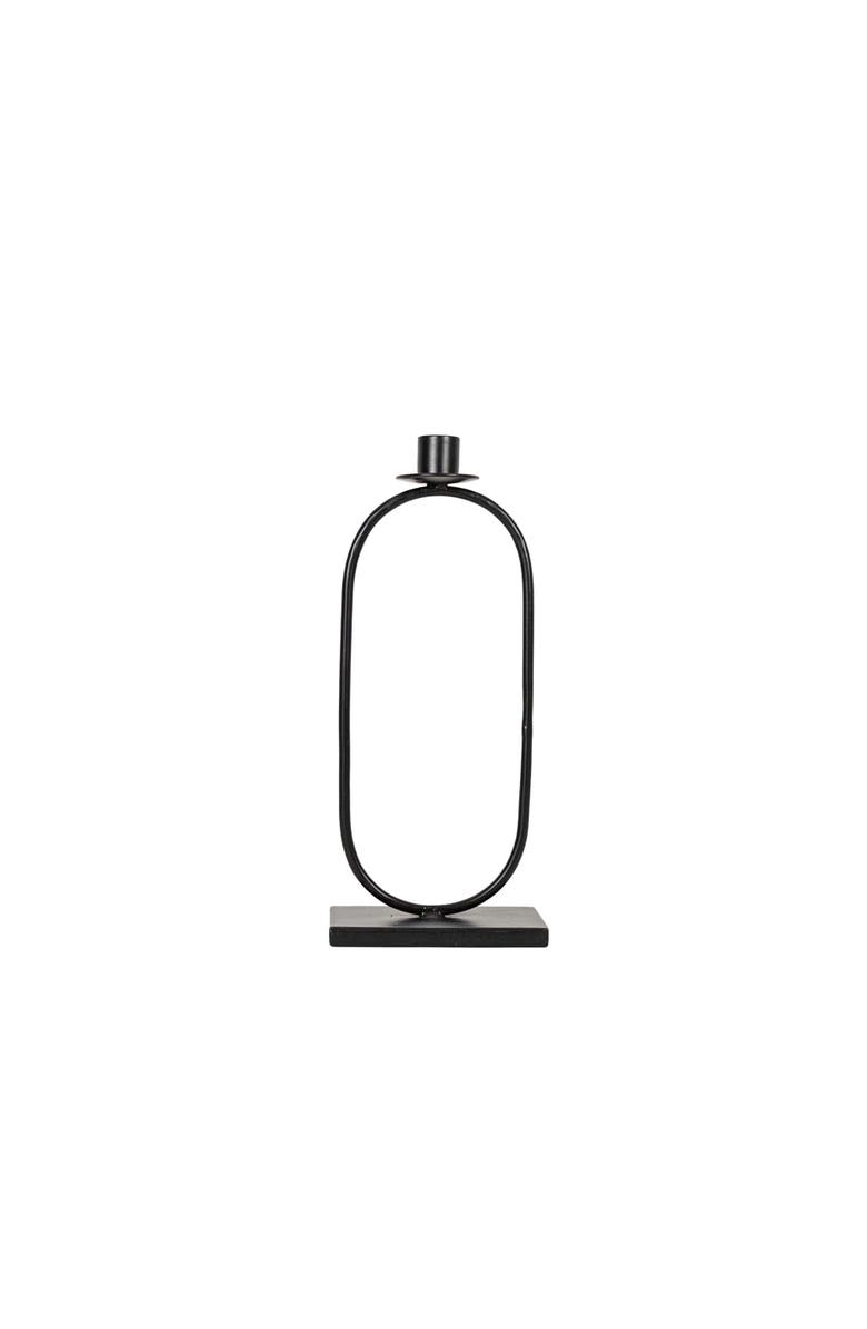 Foreside Home and Garden Tall Oval Taper Candle Holder Black Metal, Main, color, Black