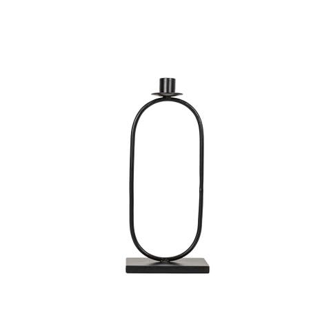Tall Oval Taper Candle Holder Black Metal