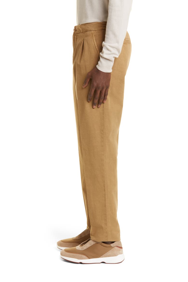 Cotton & Linen One-Pleat Chinos, Alternate, color, ALDER