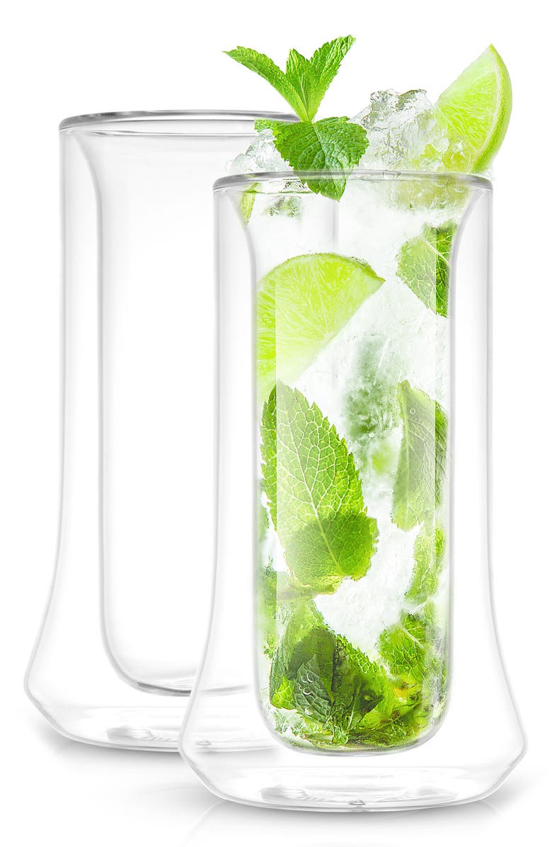 JoyJolt Set of Two Cosmos Double Wall Highball Glass, Alternate, color, Clear