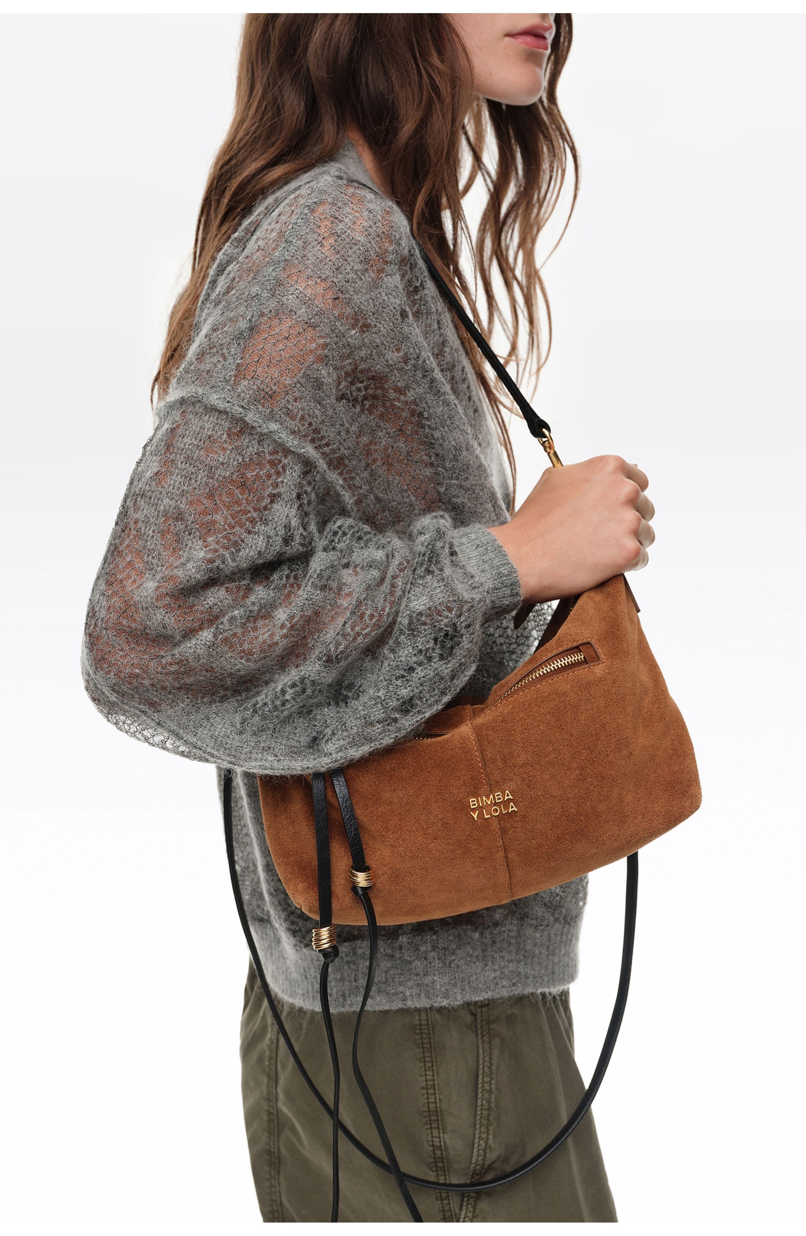 Medium Suede Madrid Crossbody Bag, Alternate, color, TOBACCO