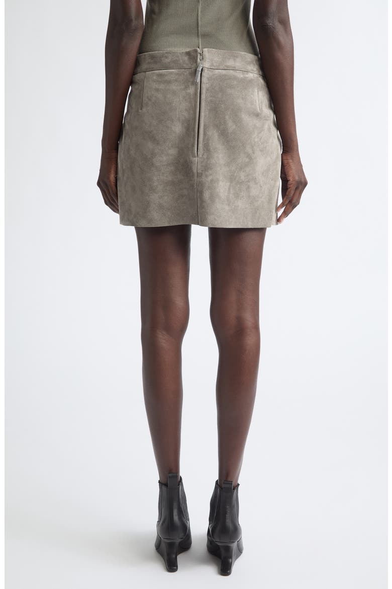 Fog Asymmetric Suede Miniskirt, Alternate, color, STEEL