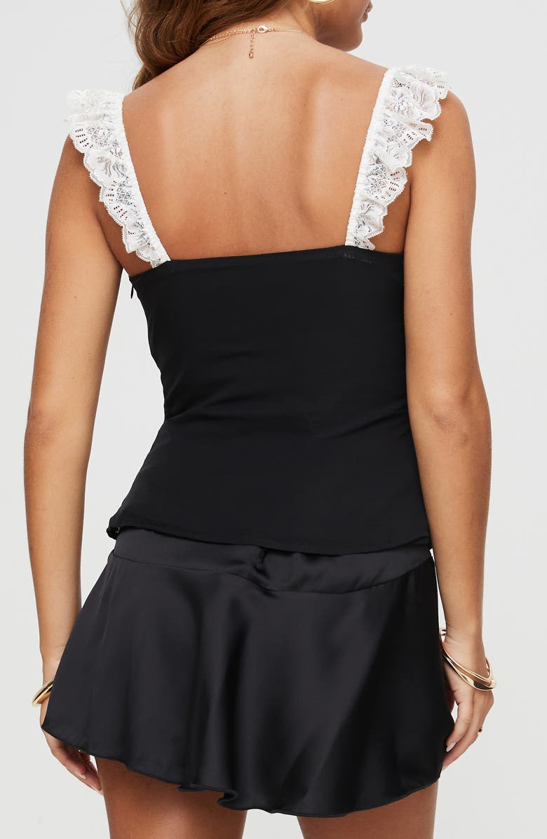 Princess Polly Delvonte Lace Trim Tank, Alternate, color, Black