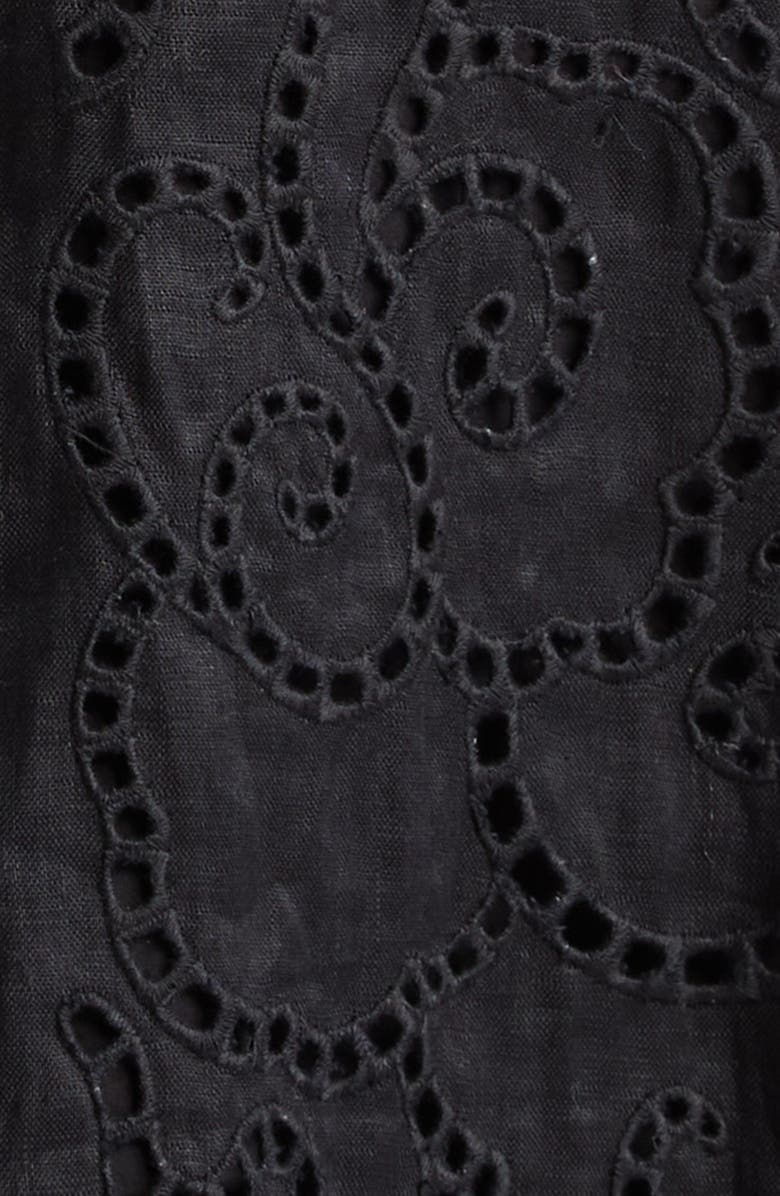 A.L.C. Josie Eyelet Embroidered Linen Maxi Sundress, Alternate, color, Black
