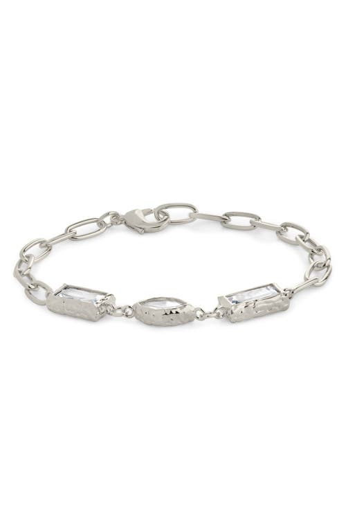 Sterling Forever Tate Cubic Zirconia Chain Bracelet In Metallic