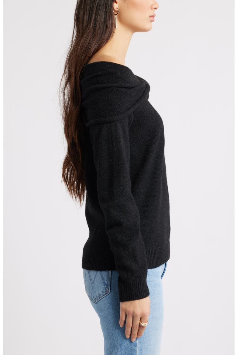 Twisted Collar Sweater, Alternate, color, BLACK
