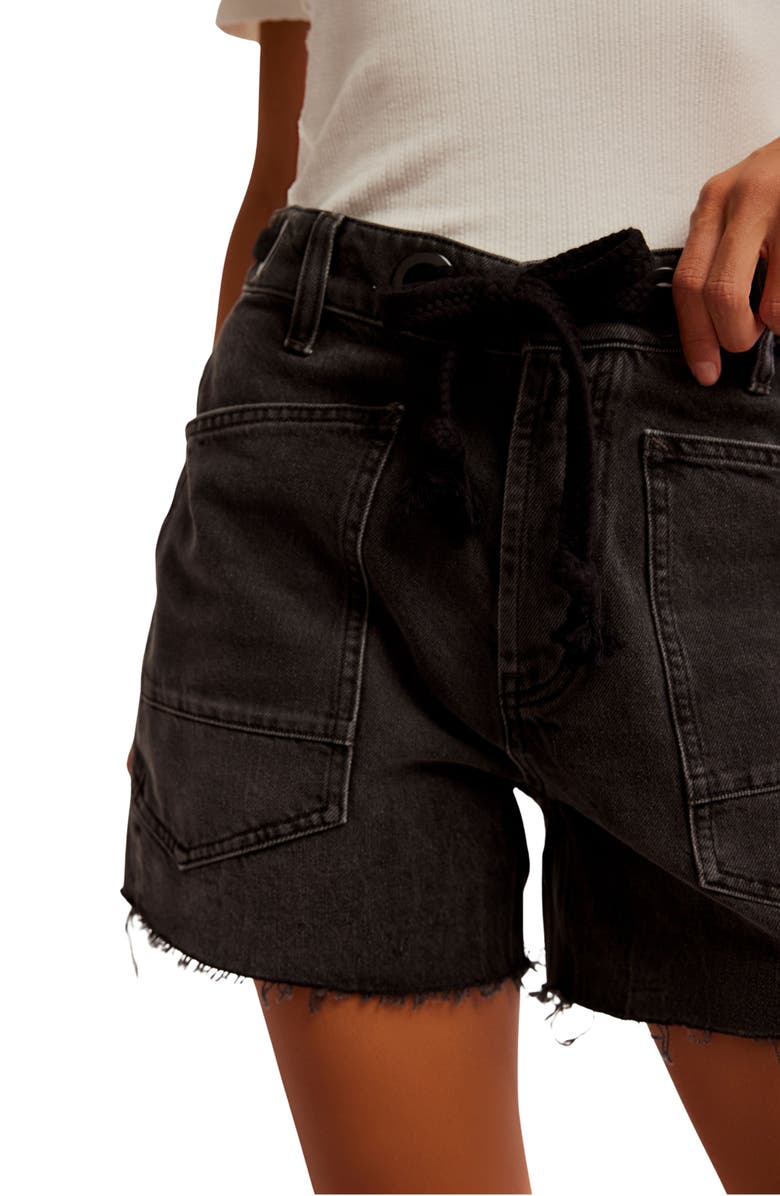 Free People Moxie High Waist Denim Shorts, Alternate, color, Night Hawk