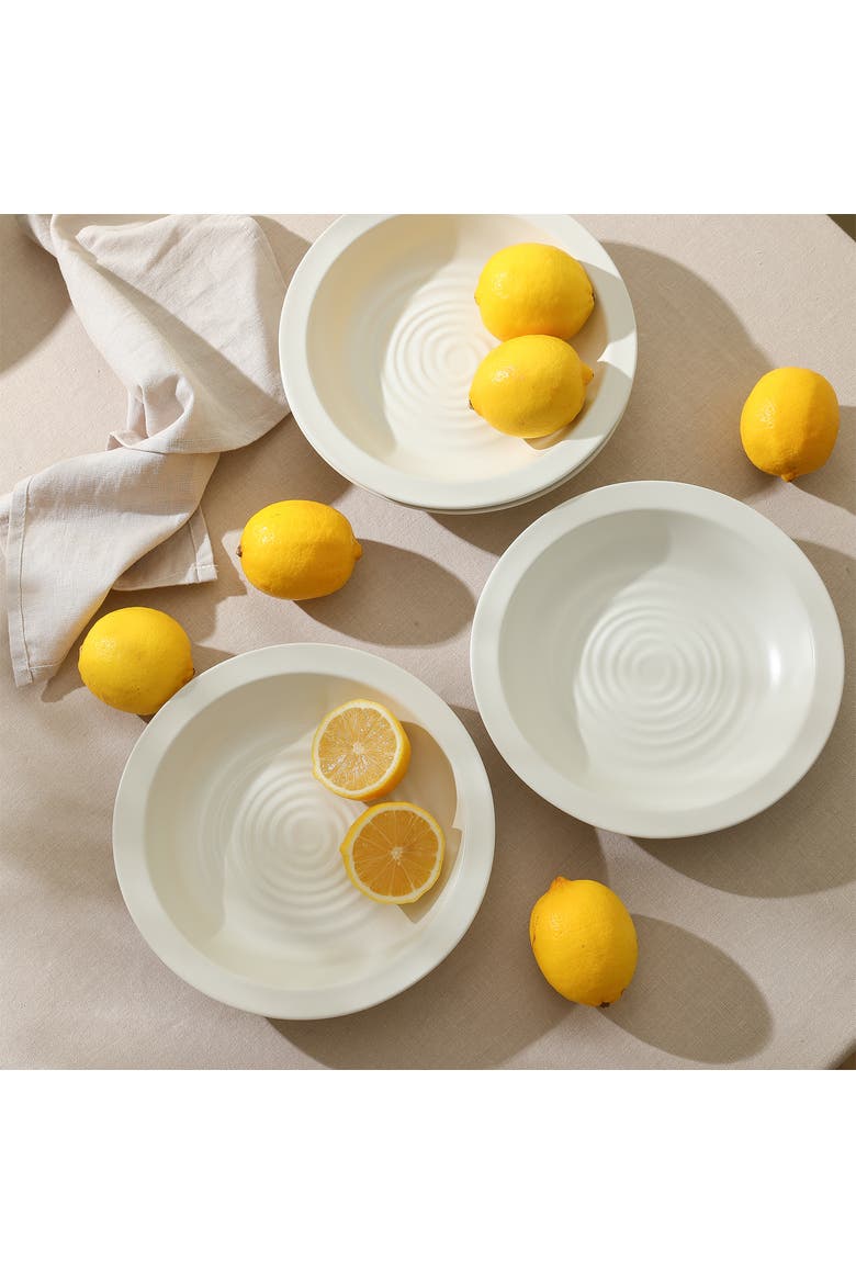Orbit Stoneware 4-Piece Pasta Bowl Set, Alternate, color, White