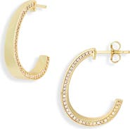 NORDSTROM RACK Cubic Zirconia Side Inset J Hoop Earrings