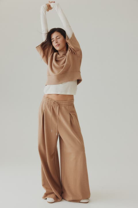 Pleat-detail drawstring pants