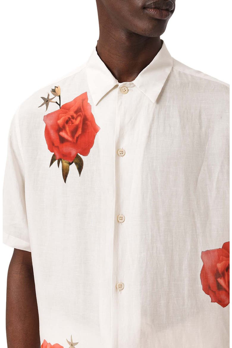 Fazed Floral Button-Up Camp Shirt, Alternate, color, ECRU