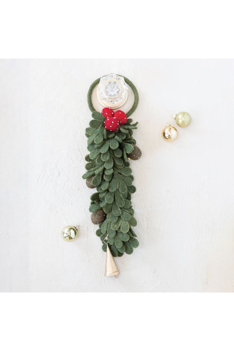 Wool Felt Leaves & Berries Door Hanger with Iron Bells, Main, color, Multicolor