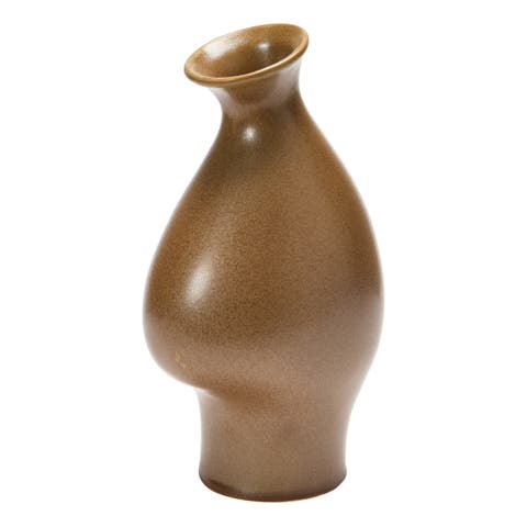 Stoneware Organic Shaped Vase, Speckled Reactive Glaze