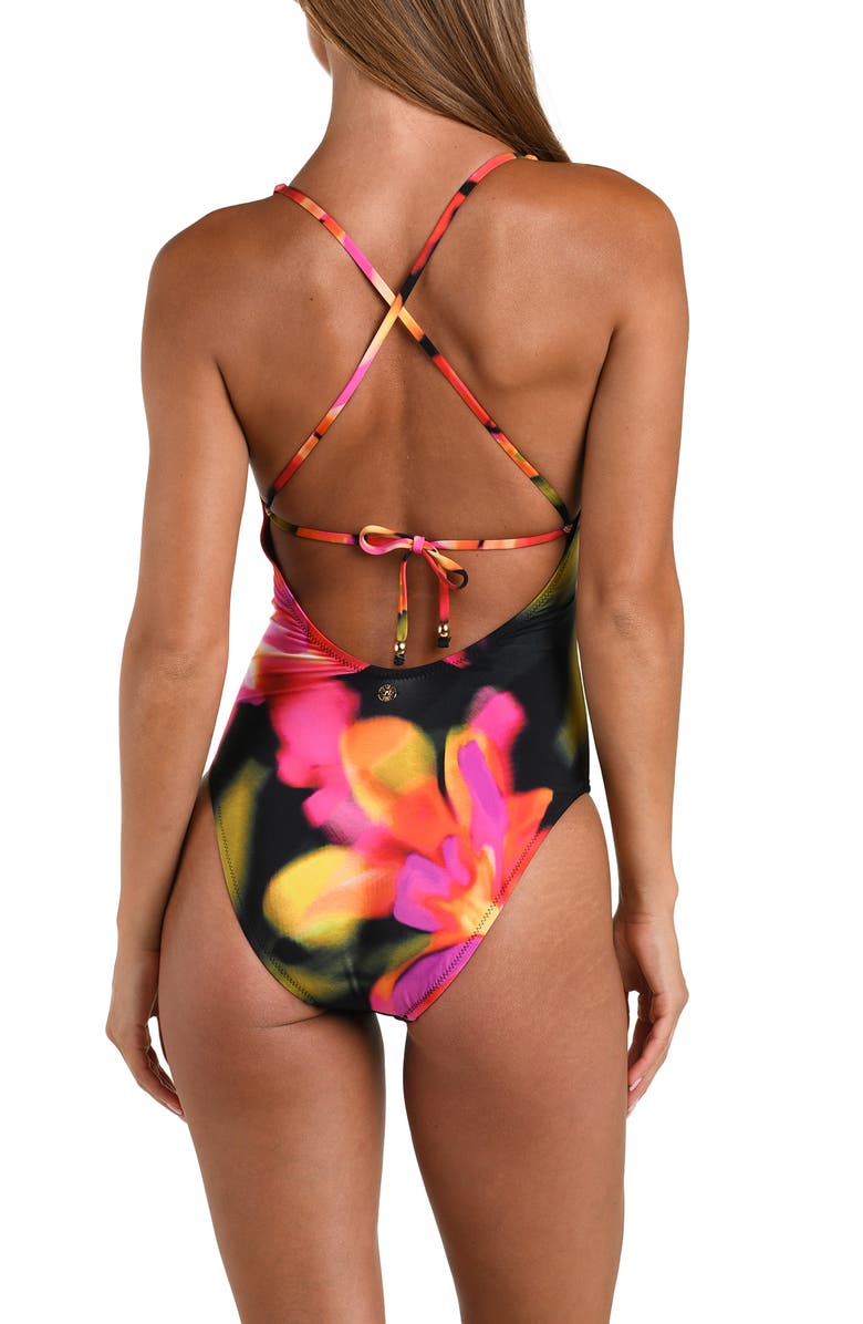 Sunshine 79 Floressence Plunge One-Piece Swimsuit, Alternate, color, Black Multi