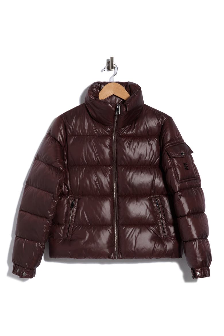 Funnel Neck Short Puffer Jacket, Alternate, color, ESPRESSO