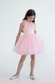 Mini Celebrities Pinky One Shoulder Ruffle Tulle Dress