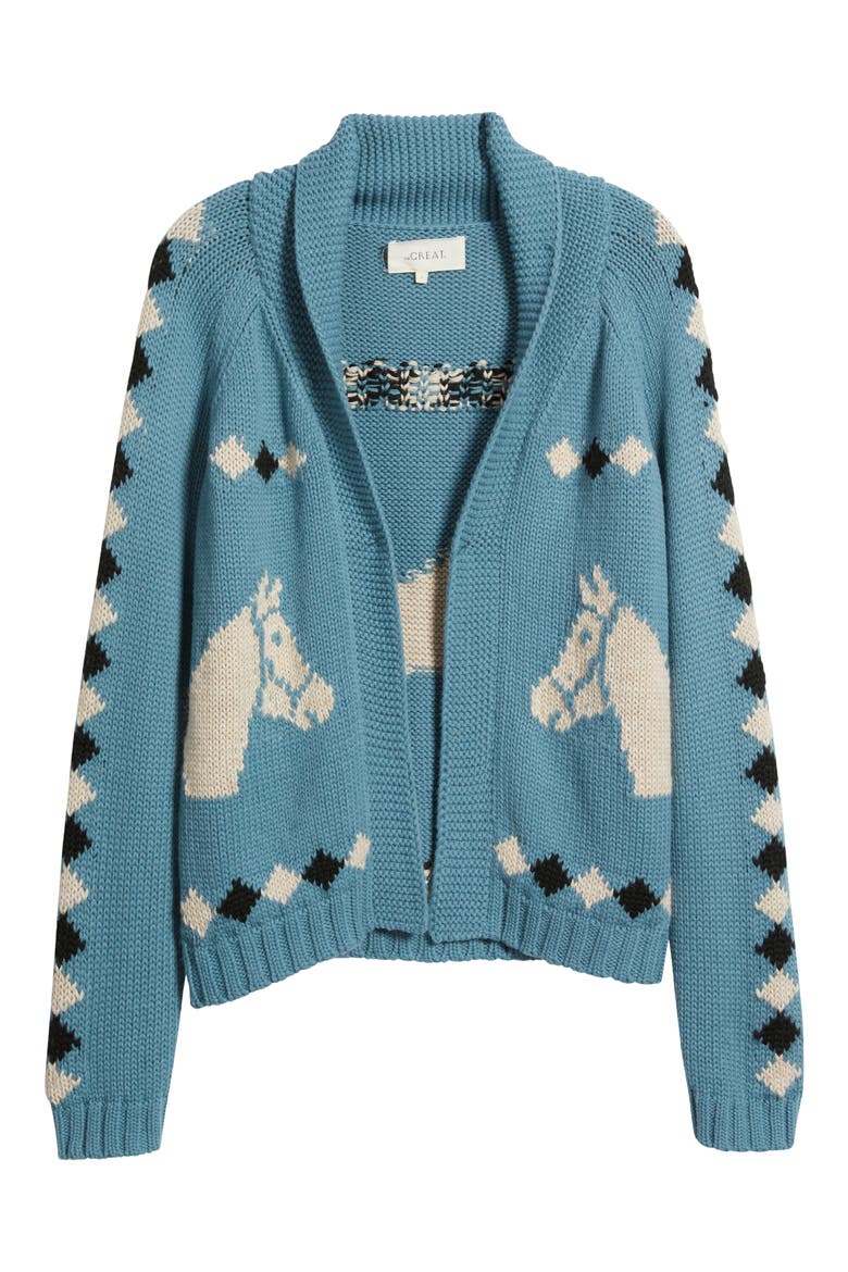 Stable Lodge Jacquard Cardigan, Alternate, color, BLUE BELL
