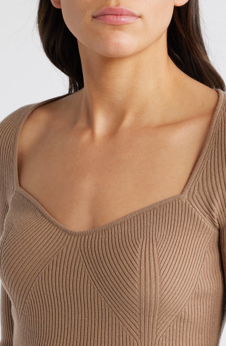 PAIGE Parvati Sweetheart Neck Rib Sweater, Alternate, color, Burntsugar