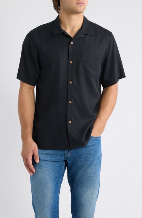 Making Spirits Bright Embroidered Silk Camp Shirt