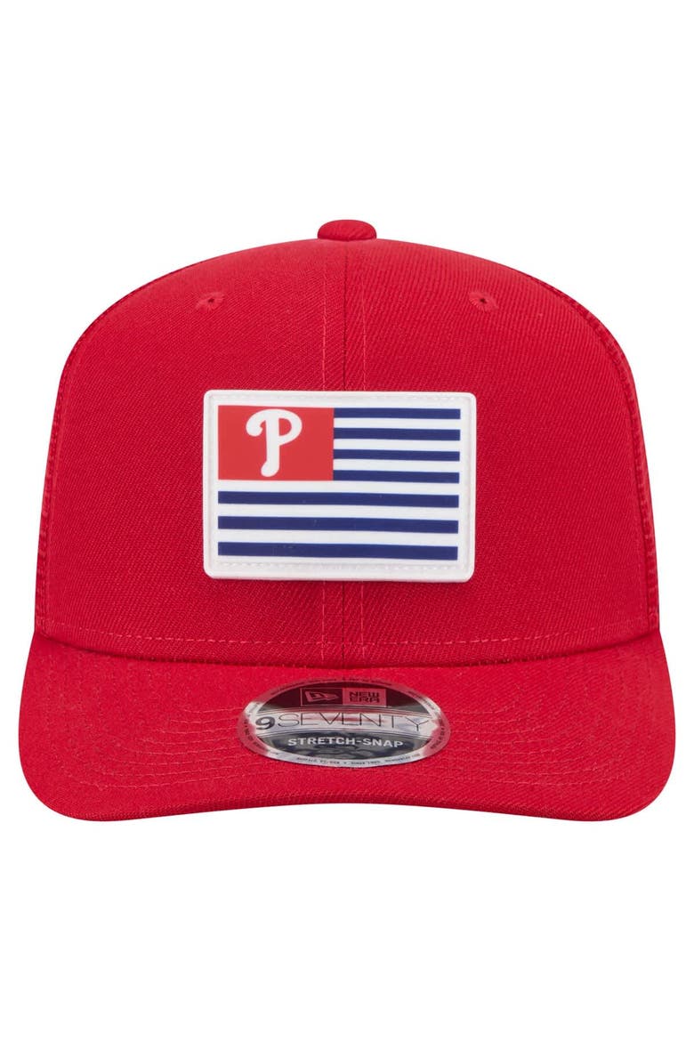 Men's New Era Red Philadelphia Phillies Flag 9SEVENTY Stretch-Snap Hat, Alternate, color, Red