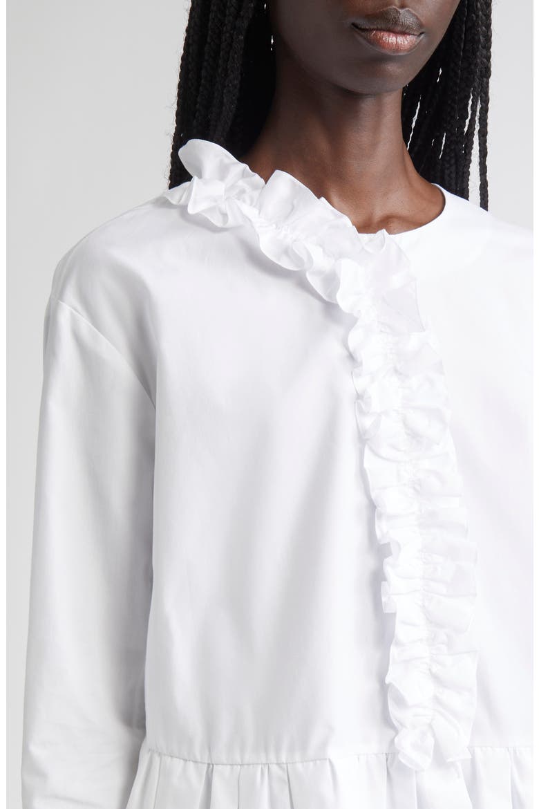 Musa Flounce Detail Washed Cotton Poplin Shirt, Alternate, color, OPTICAL WHITE