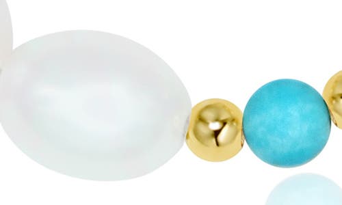 La Meno Freshwater Pearl & Turquoise Bracelet In White