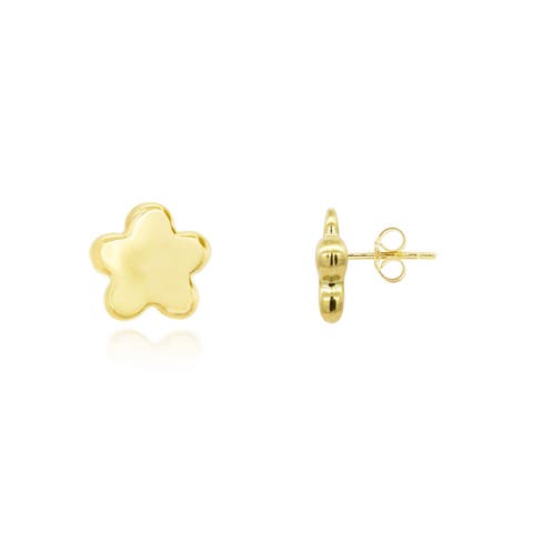 Puffy Gold Flower Stud Earrings