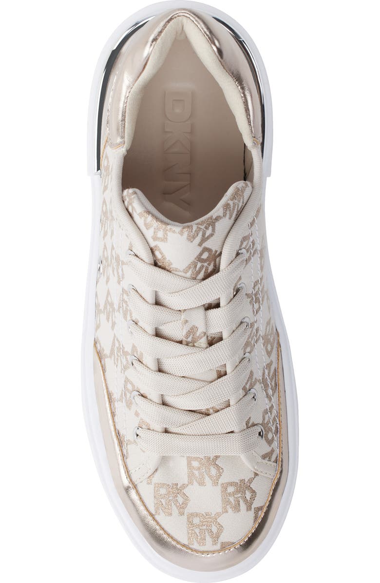 DKNY Bradley Metallic Logo Platform Sneaker, Alternate, color, Bone