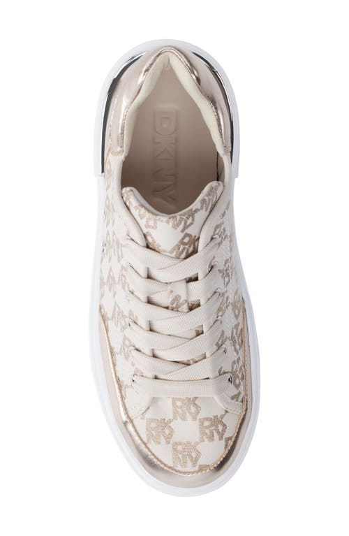Dkny Bradley Metallic Logo Platform Sneaker In Bone