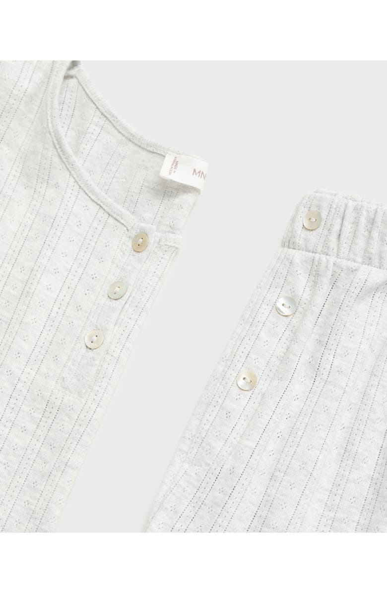 MANGO TEEN Pointelle Long Pajamas, Alternate, color, Light Heather Grey