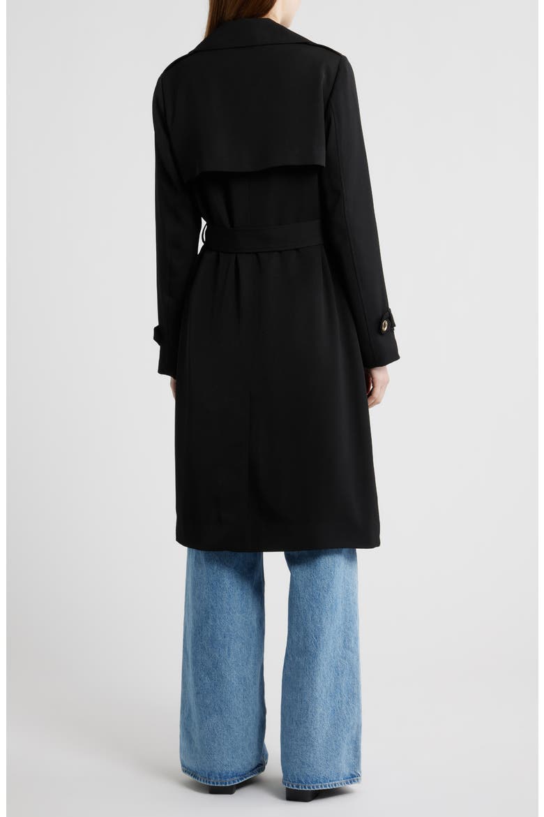 Drapey Tie Waist Trench Coat, Alternate, color, BLACK