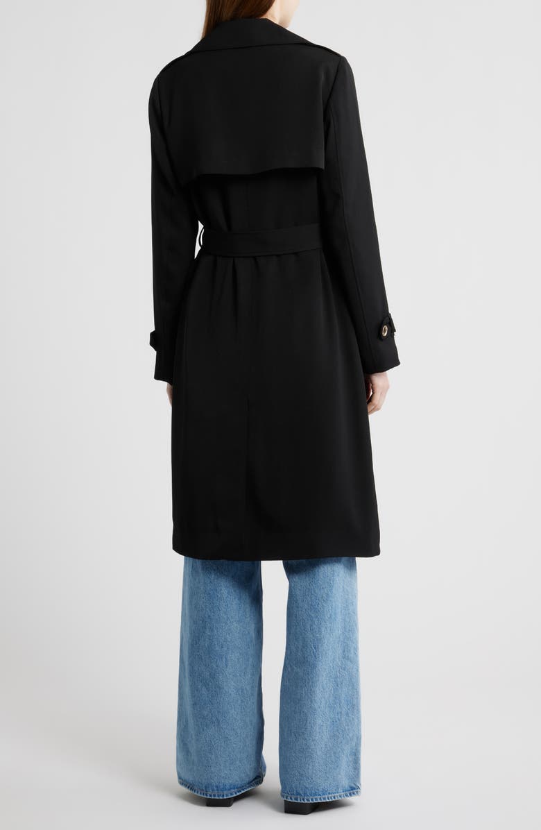 Michael Kors Drapey Tie Waist Trench Coat, Alternate, color, Black