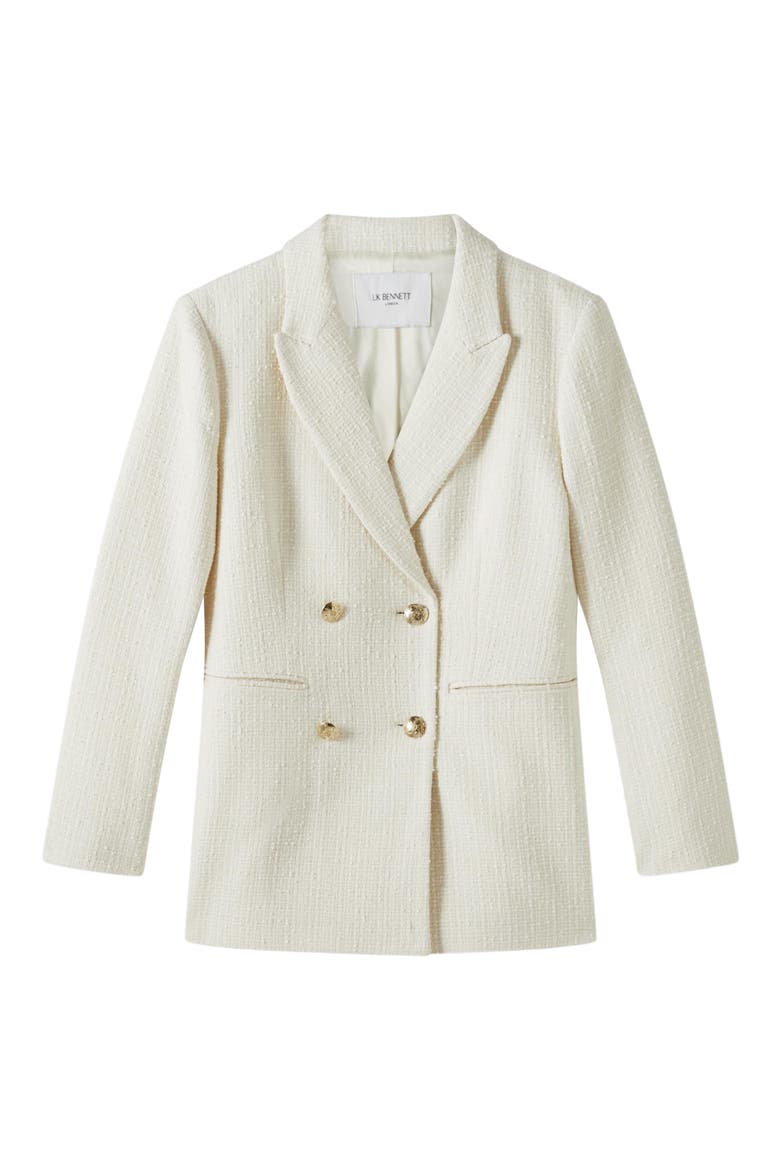 Mariner Double Breasted Tweed Blazer, Alternate, color, BIRCH