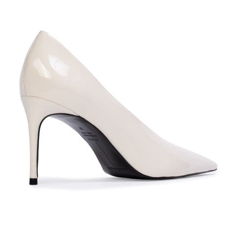 Black Suede Studio Jona 80 Patent Pump In White