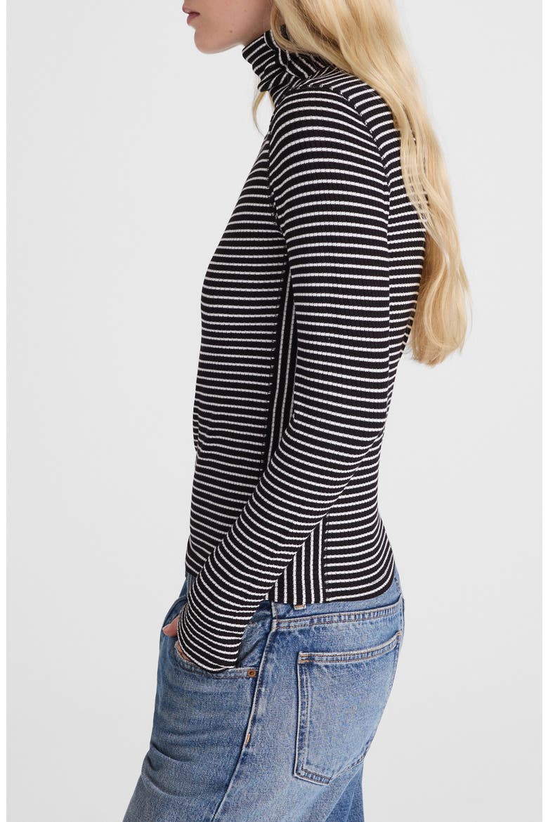 Stripe Rib Turtleneck Top, Alternate, color, WINTER WHITE