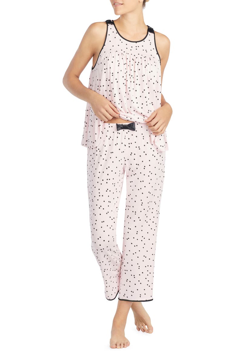 crop jersey pajamas, Alternate, color, PINK DOT